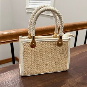 Elegant Cream Woven Handbag